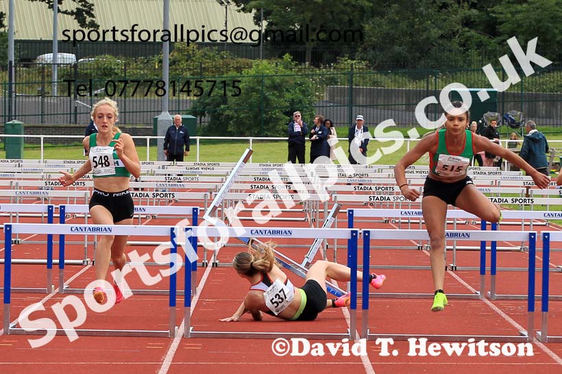 Womens under-17s 85 metres hurdles, 2023 Northern Under-13s, Under-15s and Under-17s, Middlesbrough.  Photo: David T. Hewitson/Sports for All Pics